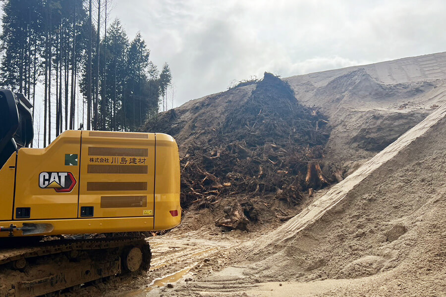 抜根及び枝葉搬出作業